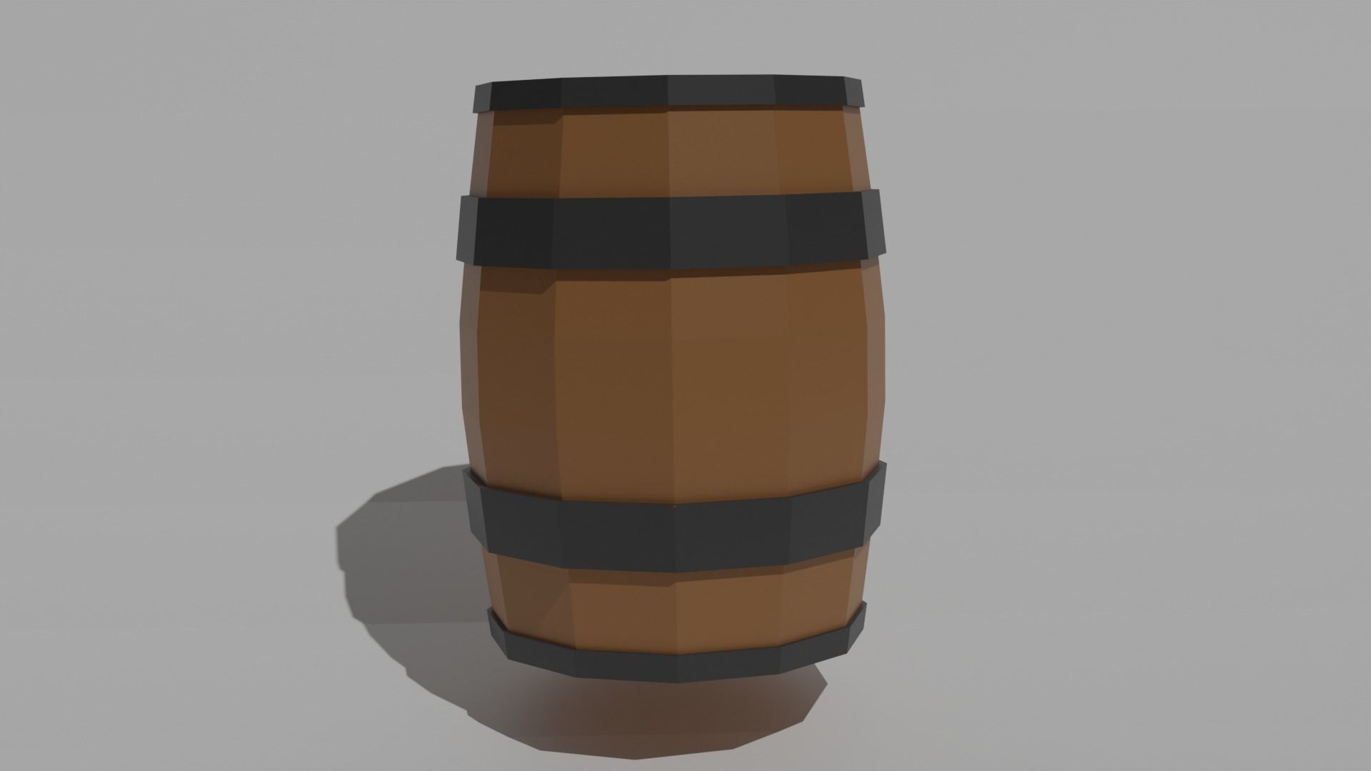 Low poly wooden barrel game Low-poly 3D model_2