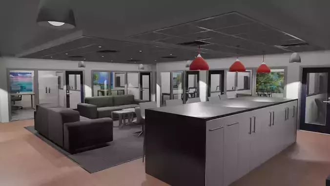 OFFICE FLOOR LOWPOLY AND PBR READY FOR GAMES AND ANIMATIONS Low-poly 3D model