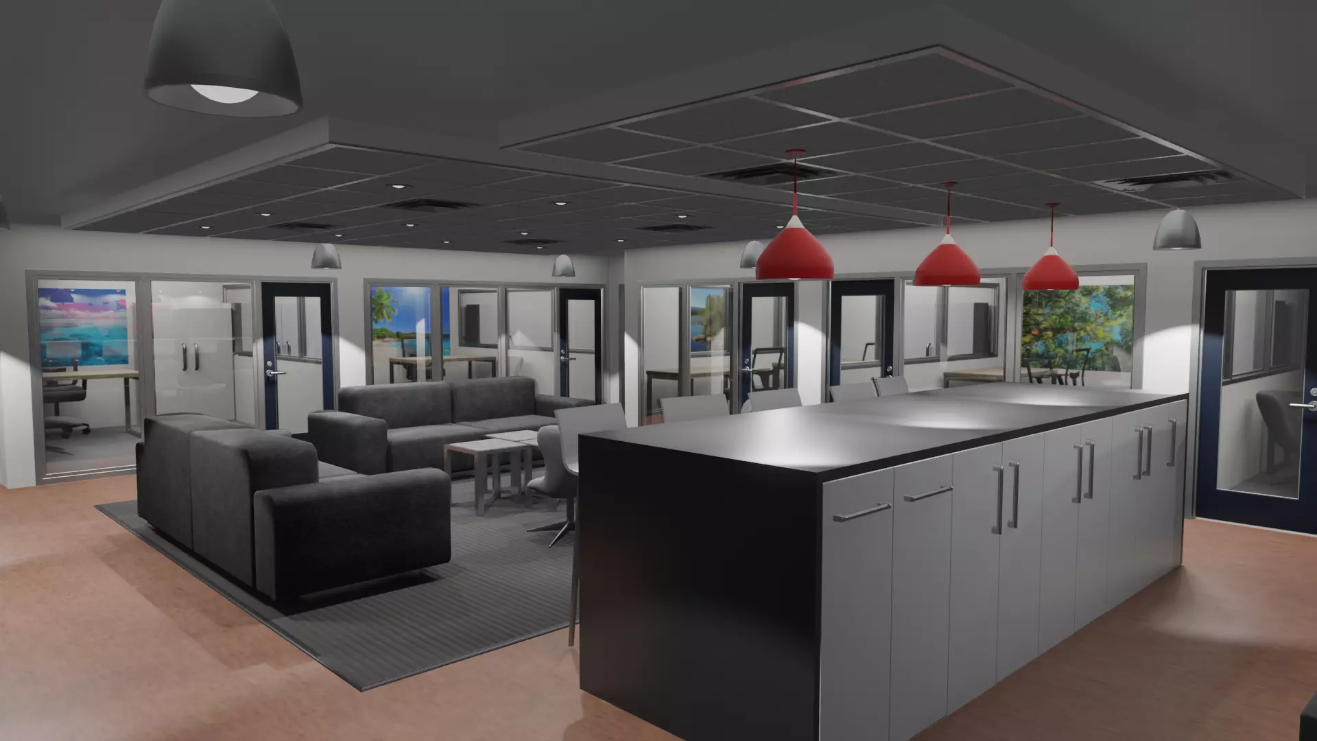 OFFICE FLOOR LOWPOLY AND PBR READY FOR GAMES AND ANIMATIONS Low-poly 3D model_0