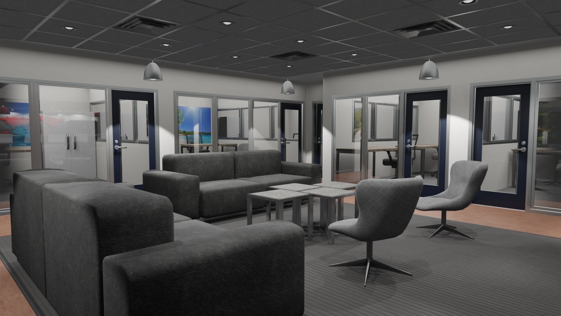 OFFICE FLOOR LOWPOLY AND PBR READY FOR GAMES AND ANIMATIONS Low-poly 3D model_13