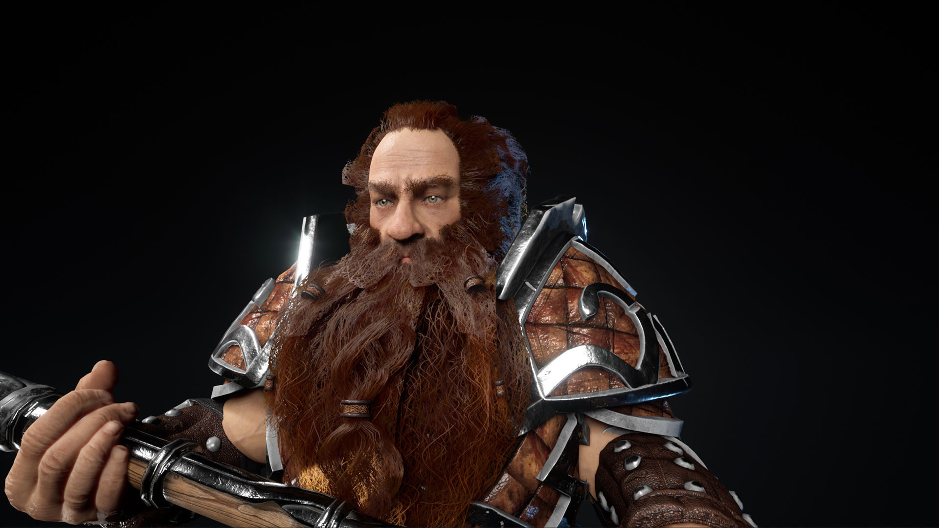 Dwarf warriror Low-poly 3D model_2