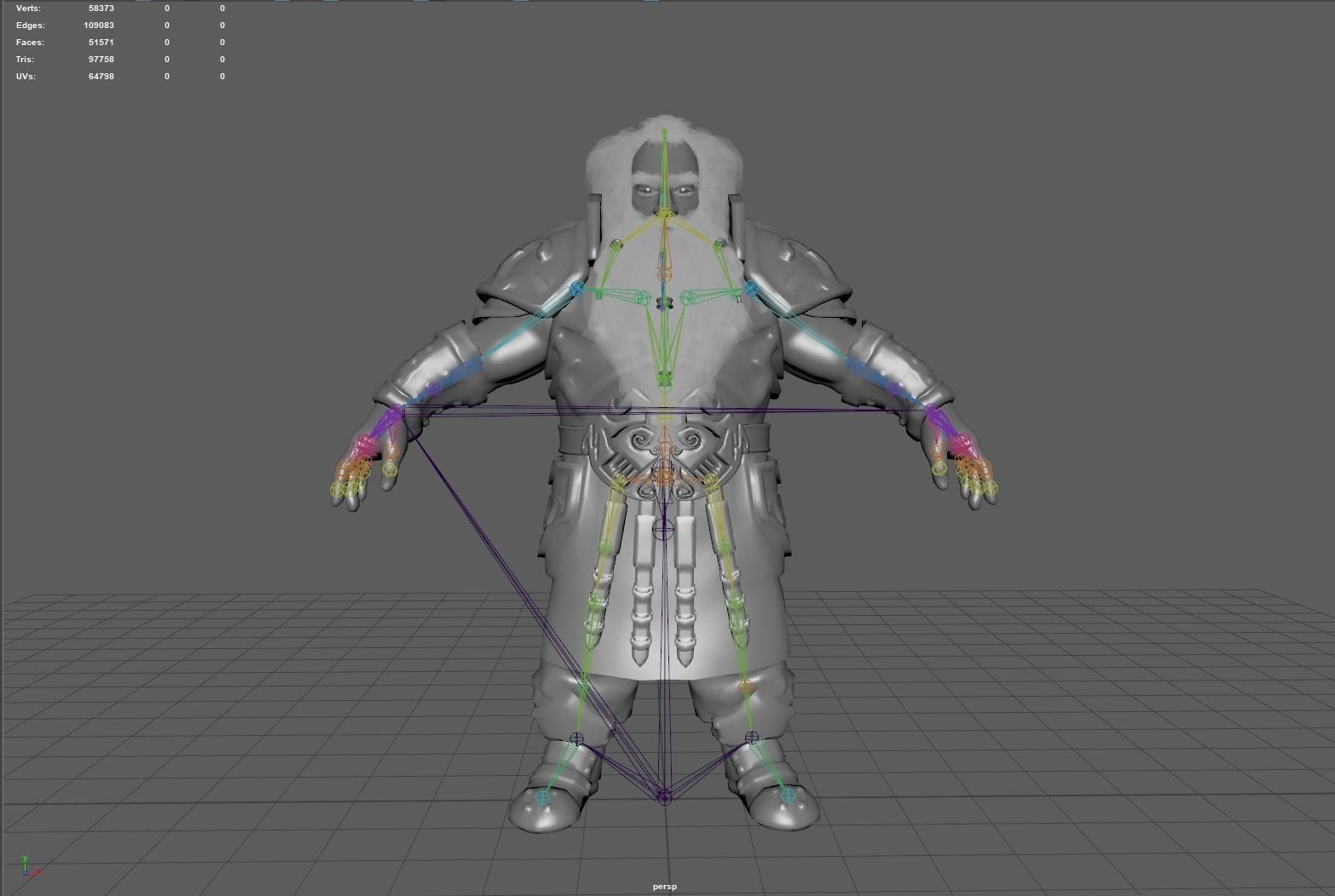 Dwarf warriror Low-poly 3D model_15