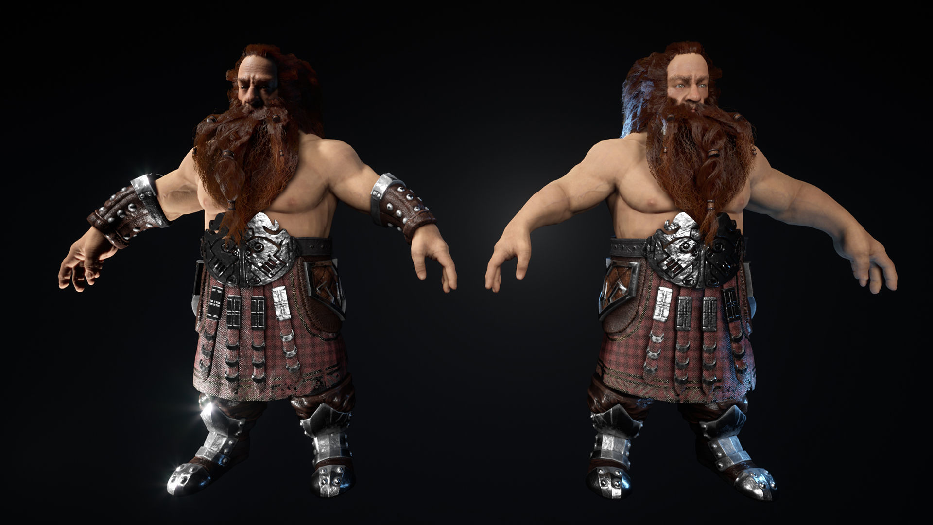 Dwarf warriror Low-poly 3D model_11