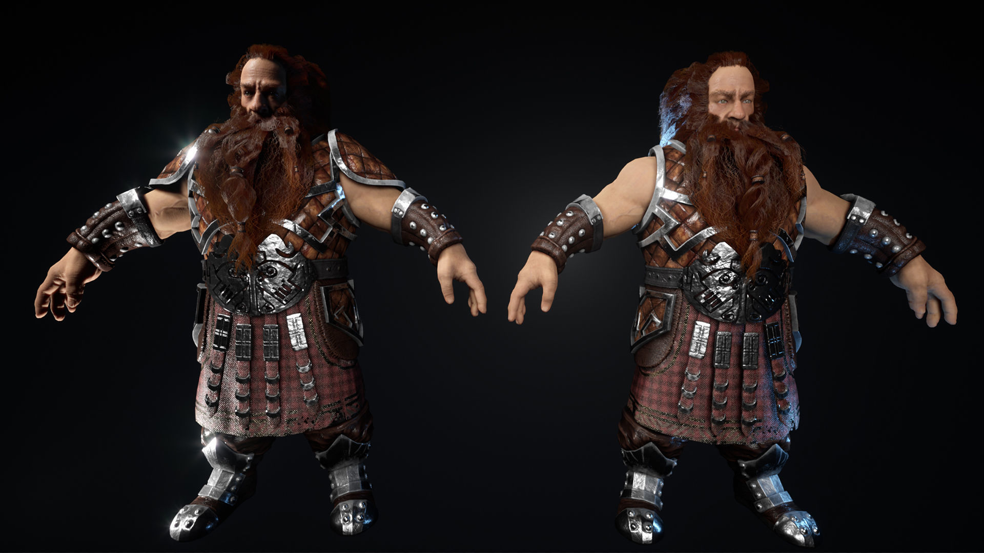 Dwarf warriror Low-poly 3D model_10