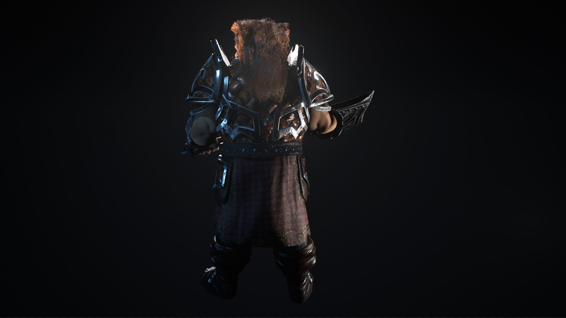 Dwarf warriror Low-poly 3D model_8