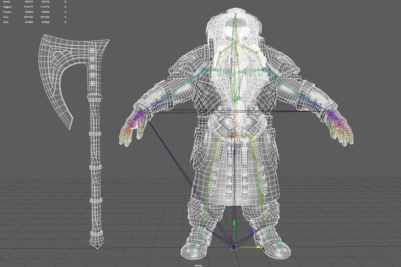 Dwarf warriror Low-poly 3D model_16