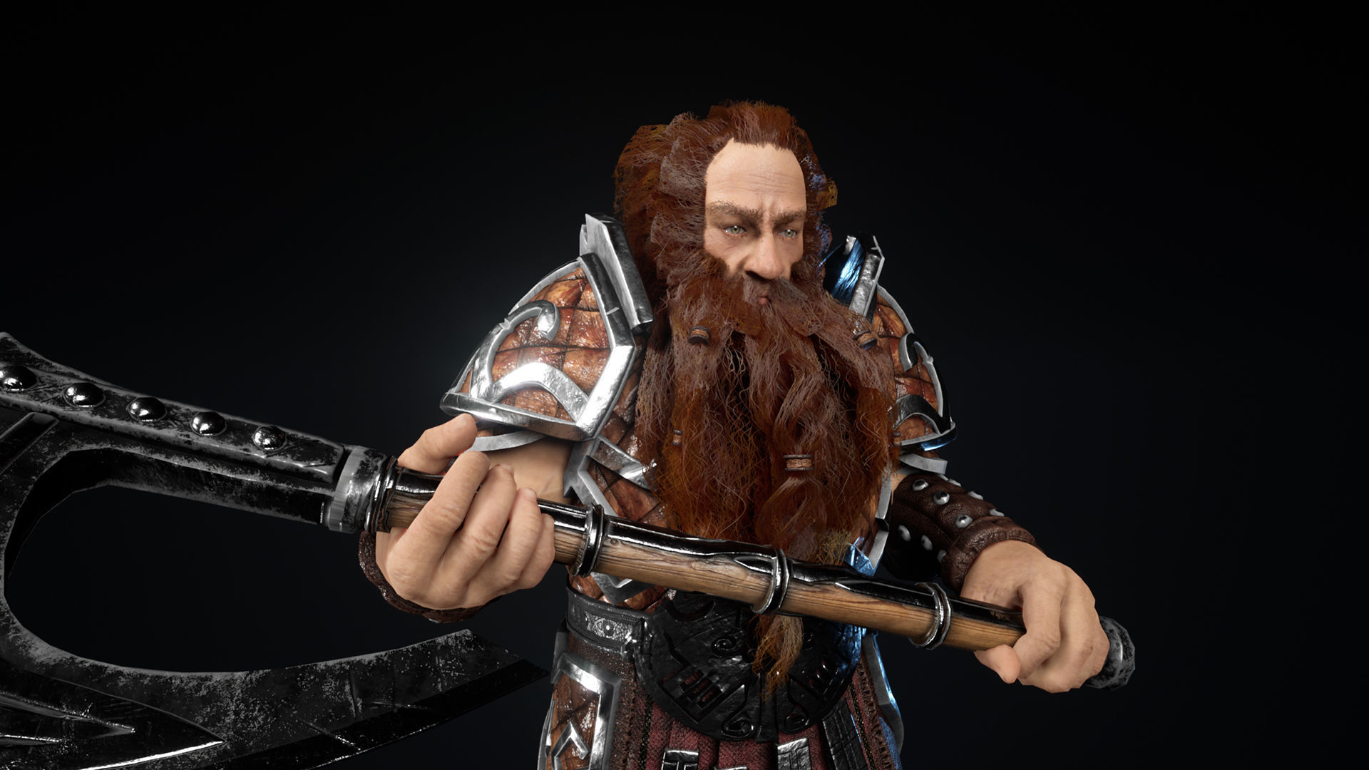 Dwarf warriror Low-poly 3D model_3