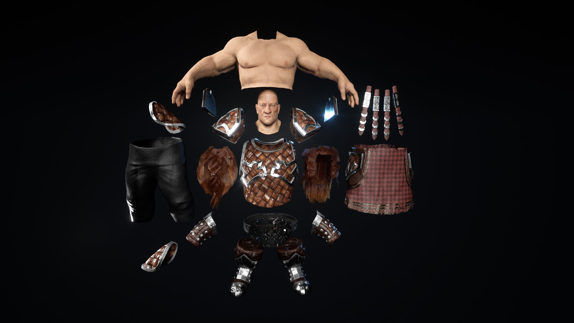 Dwarf warriror Low-poly 3D model_12