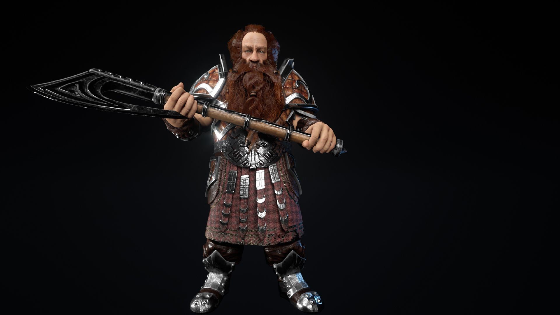 Dwarf warriror Low-poly 3D model_6