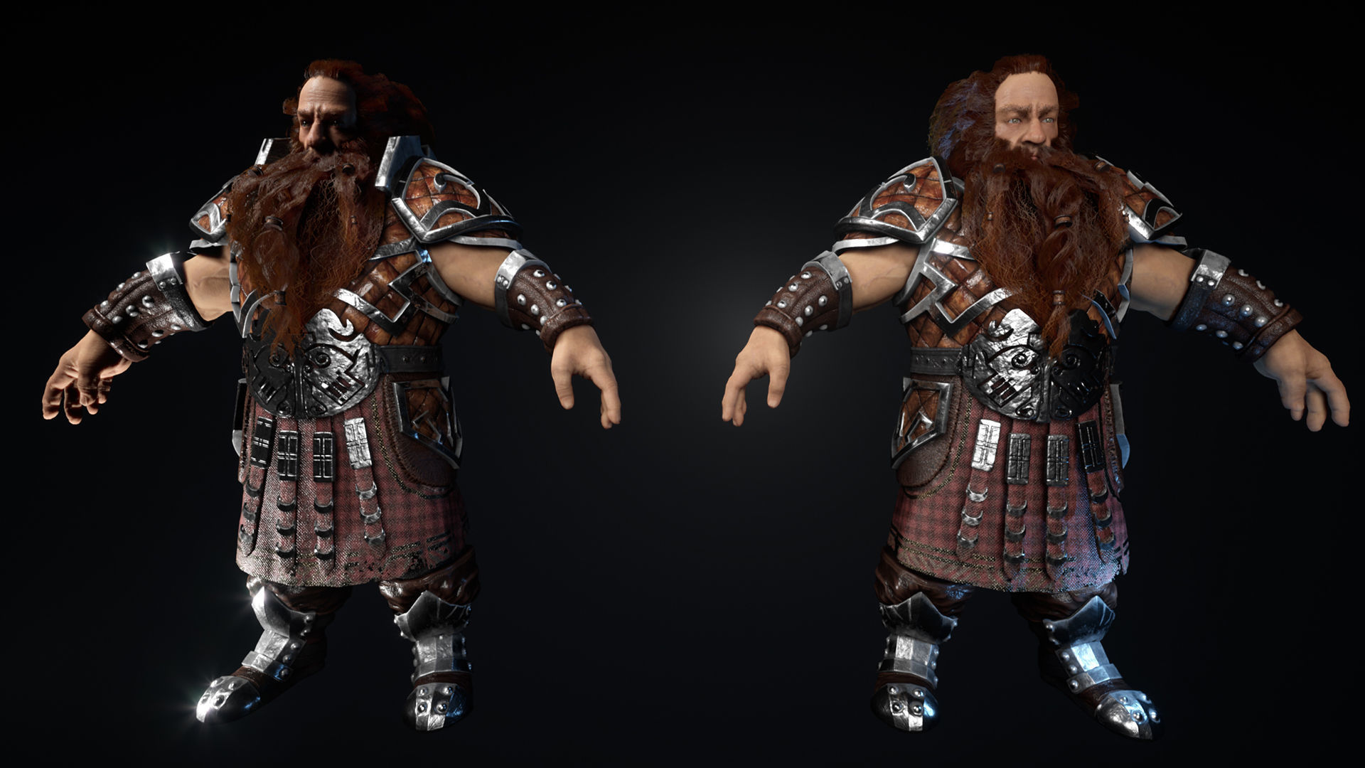 Dwarf warriror Low-poly 3D model_9