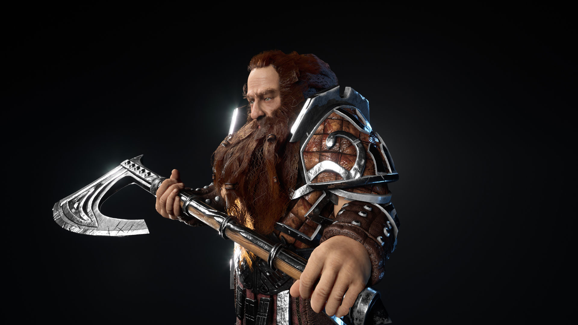 Dwarf warriror Low-poly 3D model_5