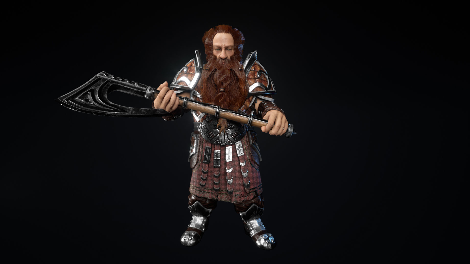 Dwarf warriror Low-poly 3D model_4