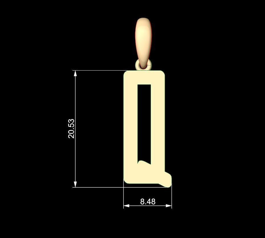 Initial Letters Pendant ANNIHILATION Q 3D print model_4