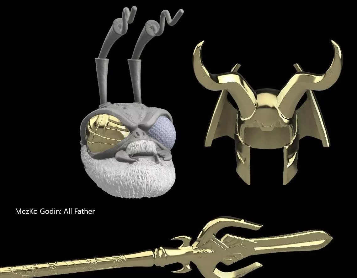 Custom Head and Helm - All Father Insect 3D print model_0
