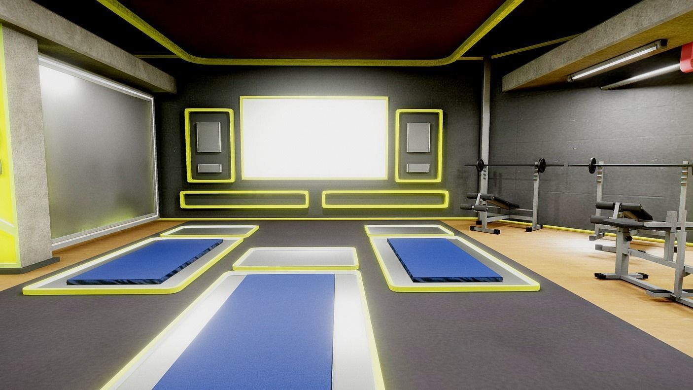 Gym Baked Scenario VR AR Ready Low-poly 3D model_4