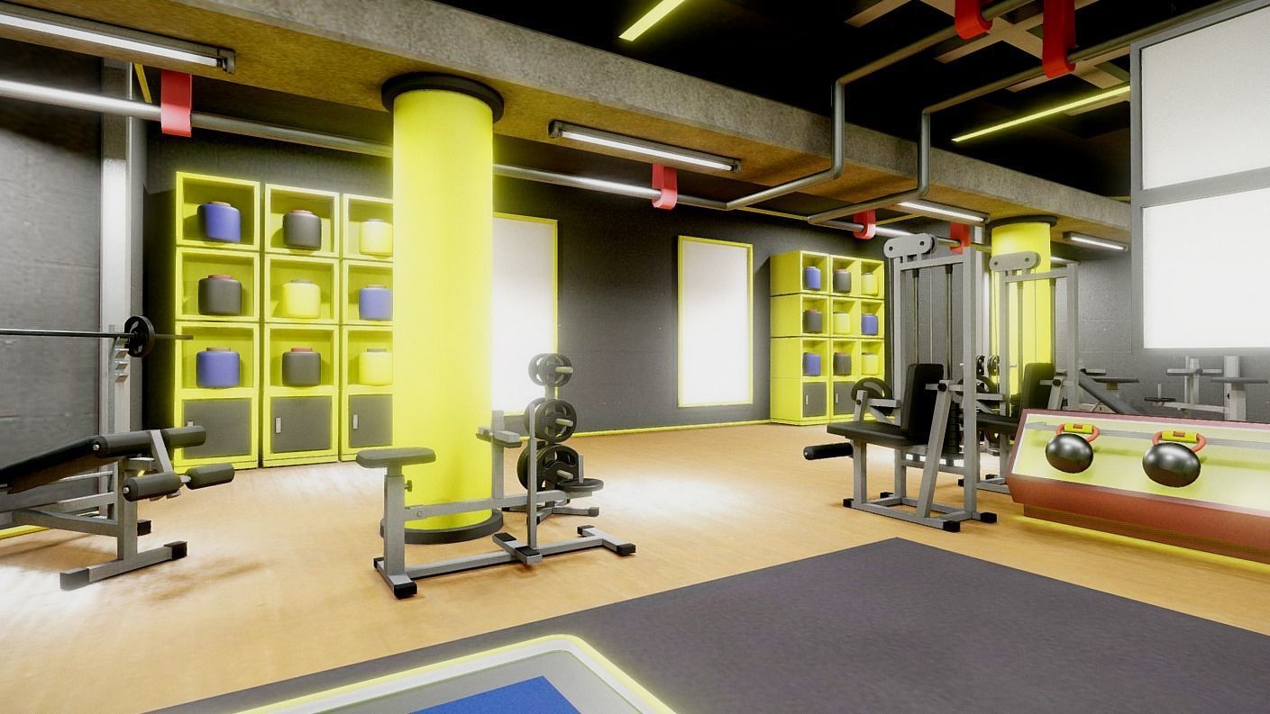 Gym Baked Scenario VR AR Ready Low-poly 3D model_3