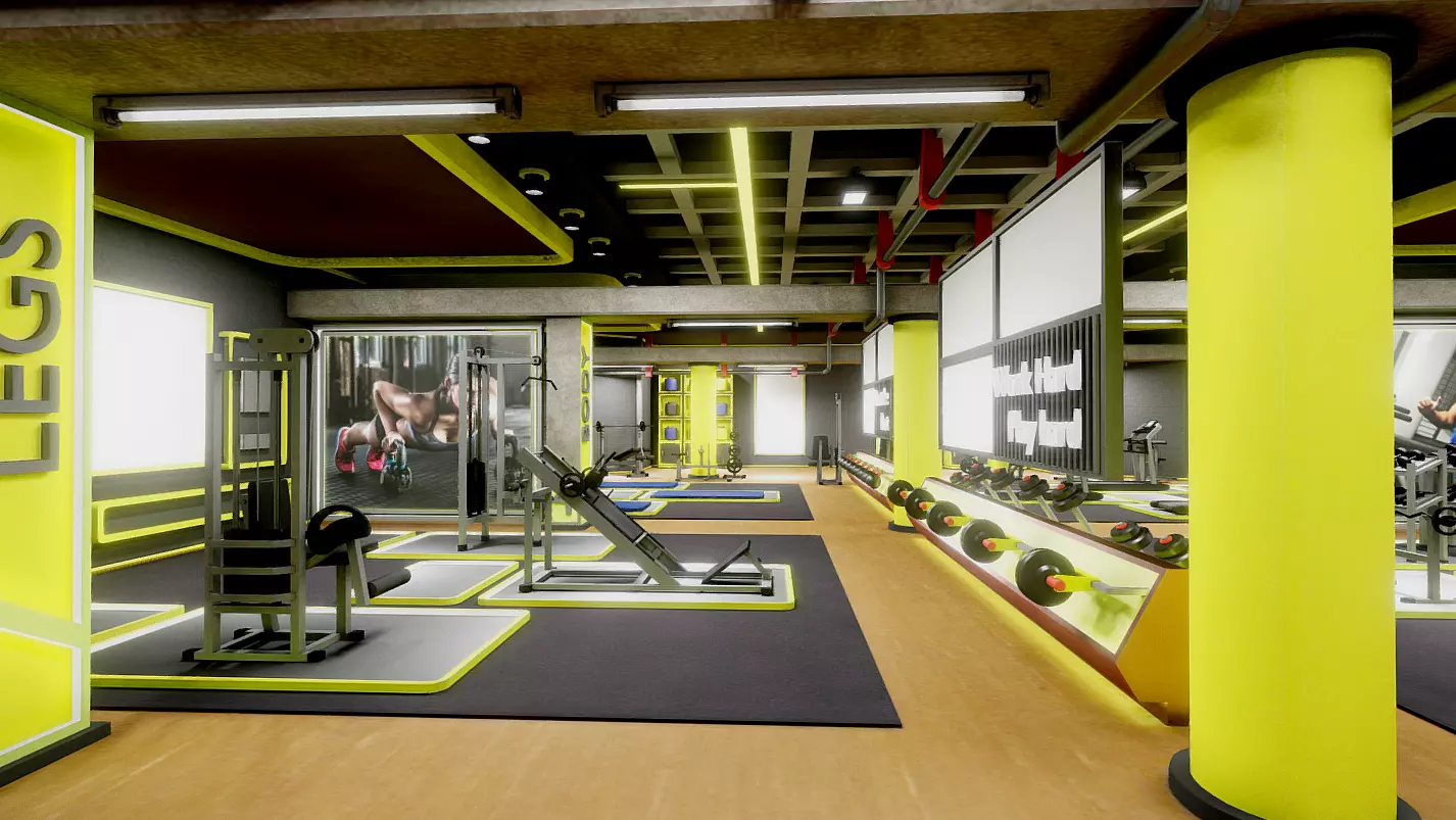 Gym Baked Scenario VR AR Ready Low-poly 3D model_0