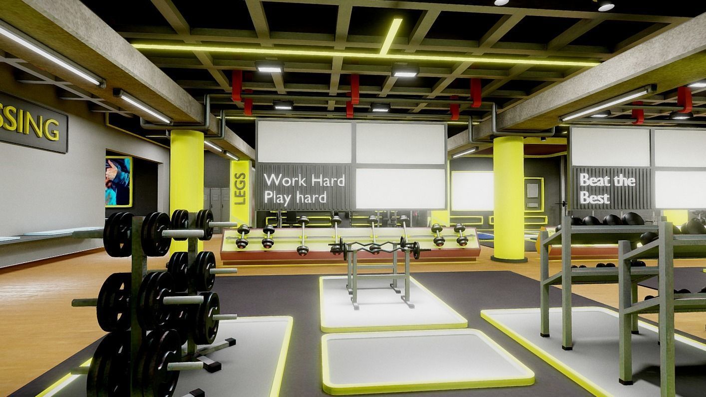 Gym Baked Scenario VR AR Ready Low-poly 3D model_5