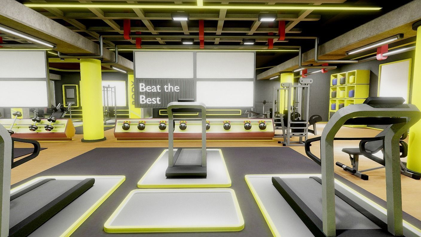 Gym Baked Scenario VR AR Ready Low-poly 3D model_2