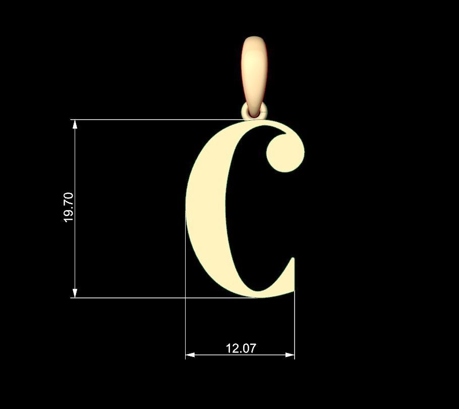 Initial Letters Pendant Autolinker C 3D print model_4