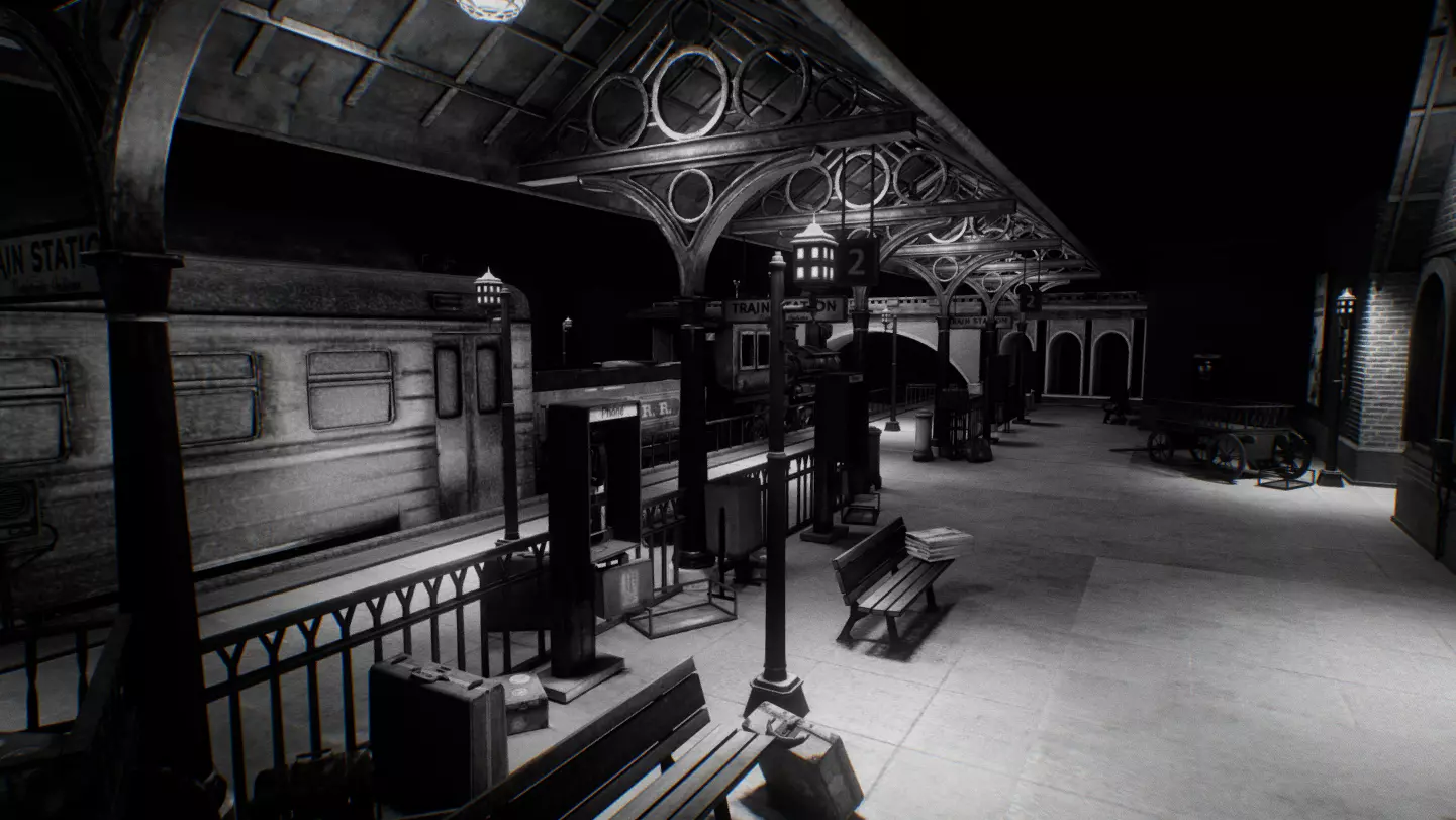 Train Station Baked AR VR Ready Low-poly 3D model_0