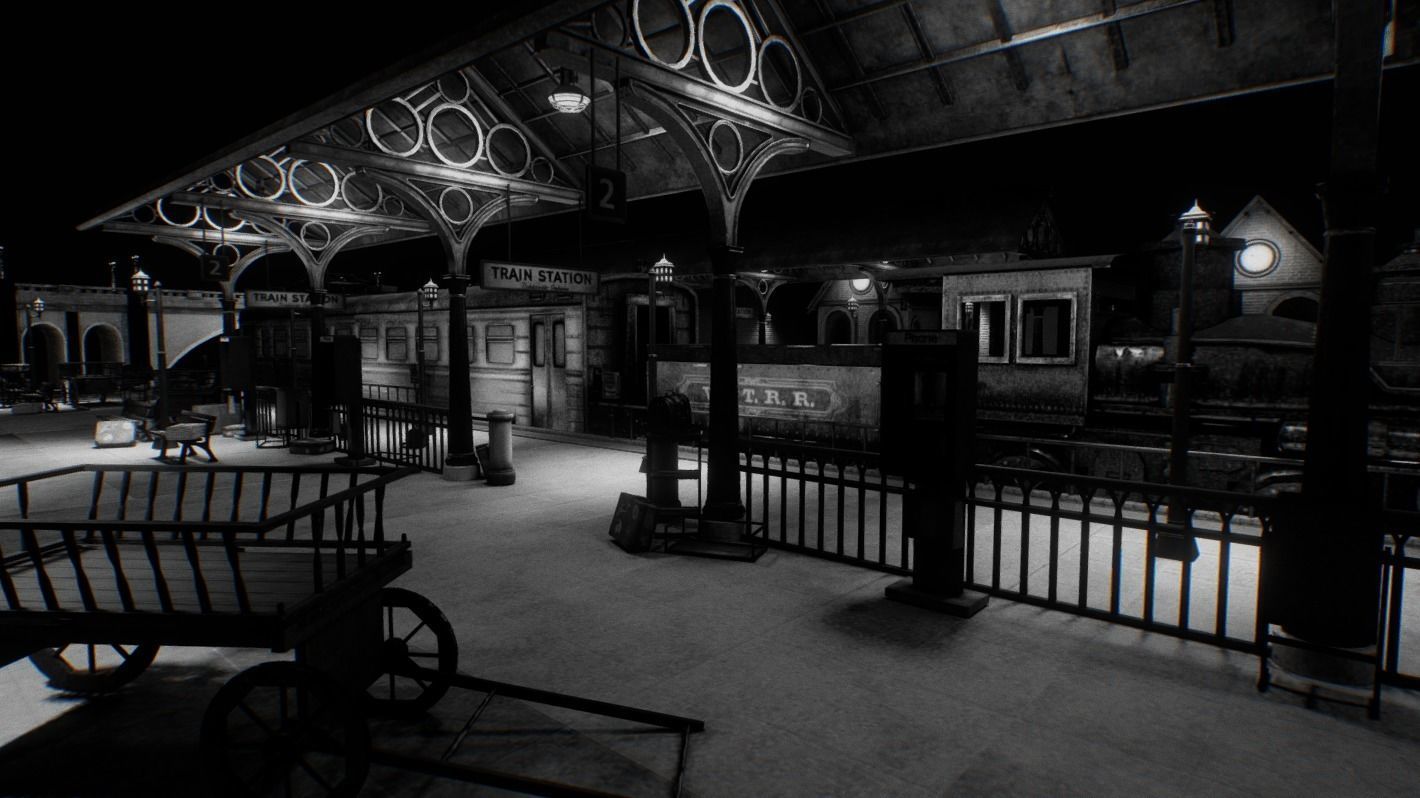 Train Station Baked AR VR Ready Low-poly 3D model_2