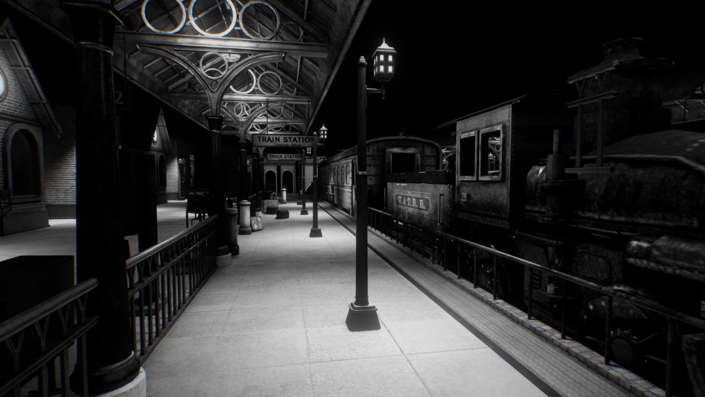 Train Station Baked AR VR Ready Low-poly 3D model_3