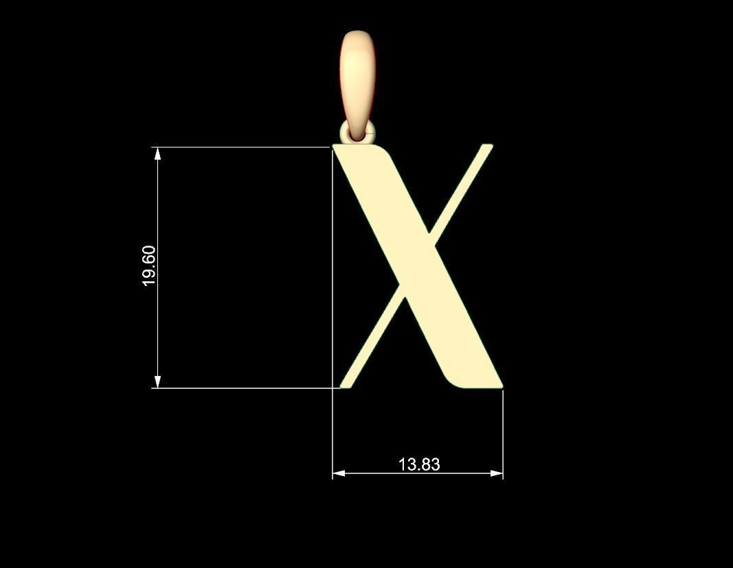 Initial Letters Pendant Autolinker X 3D print model_4