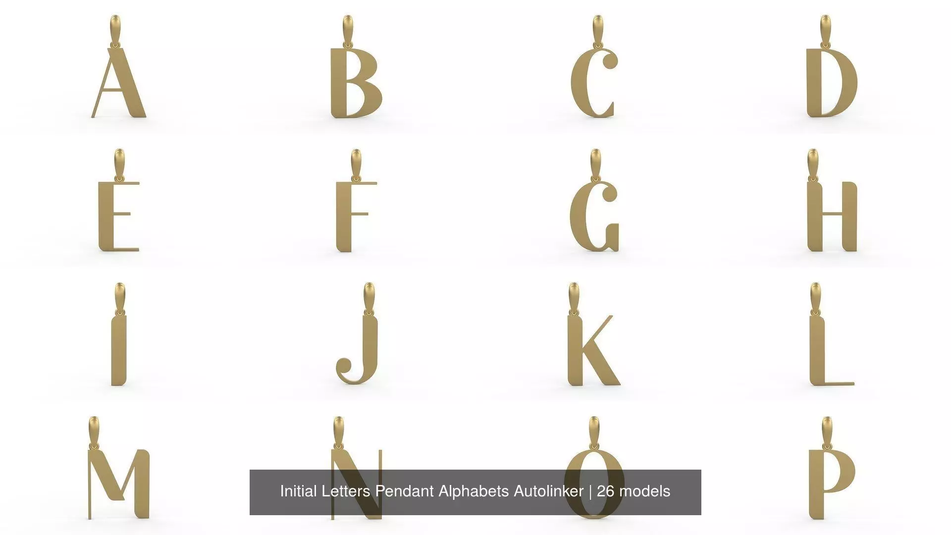 Initial Letters Pendant Alphabets Autolinker 3D Model Collection_0