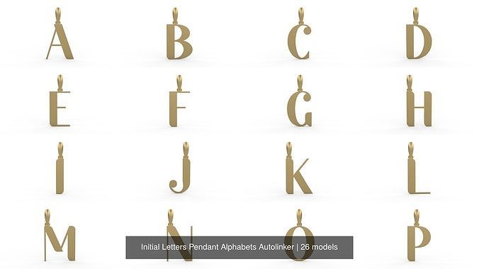 Initial Letters Pendant Alphabets Autolinker 3D Model Collection