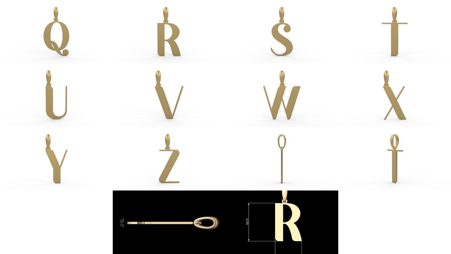 Initial Letters Pendant Alphabets Autolinker 3D Model Collection_1