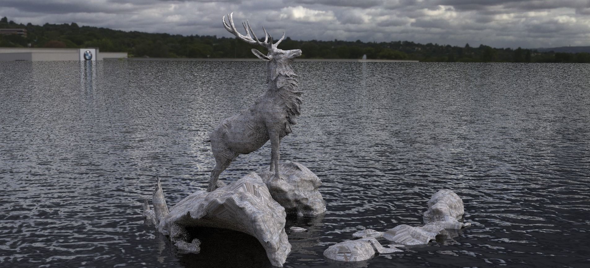 Deer King on Rocks 3D model_1