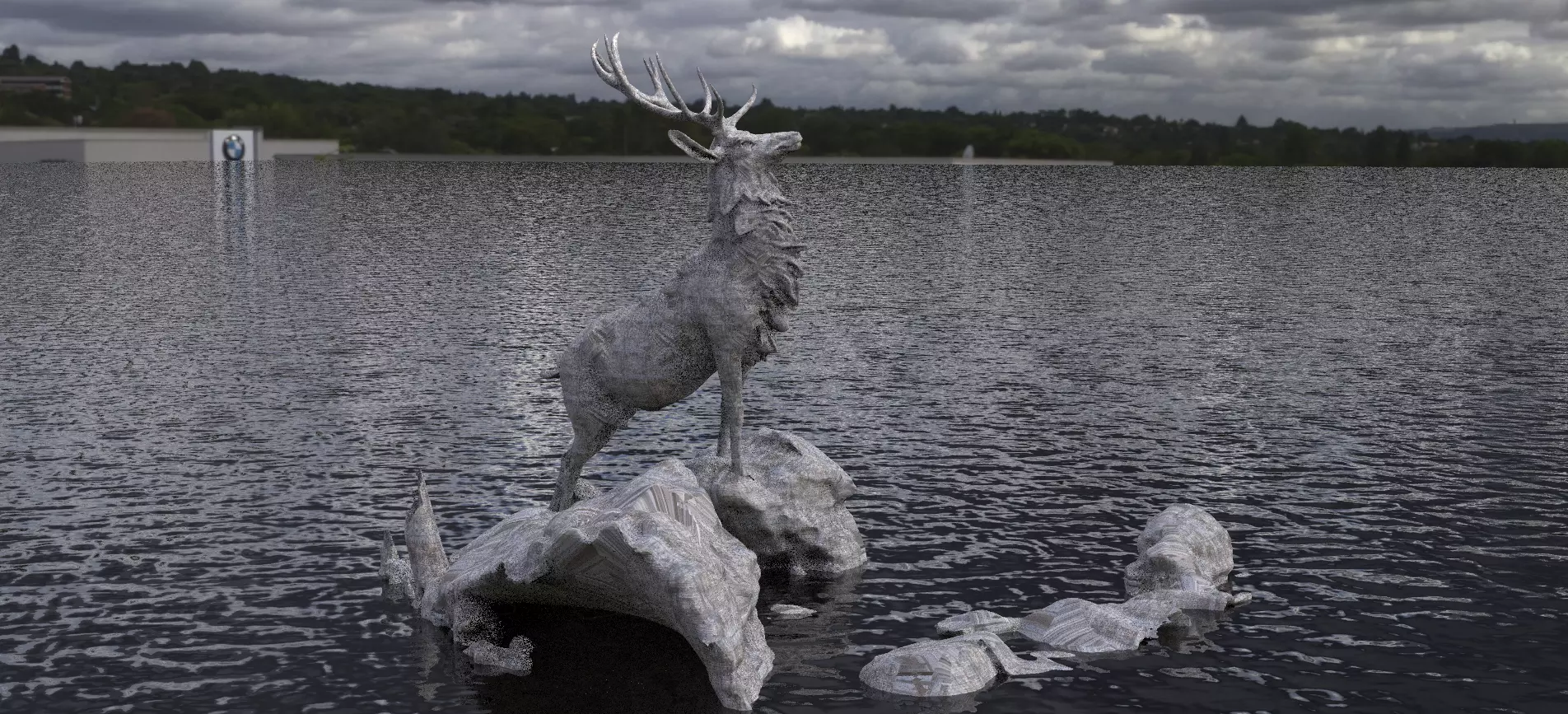 Deer King on Rocks 3D model_0