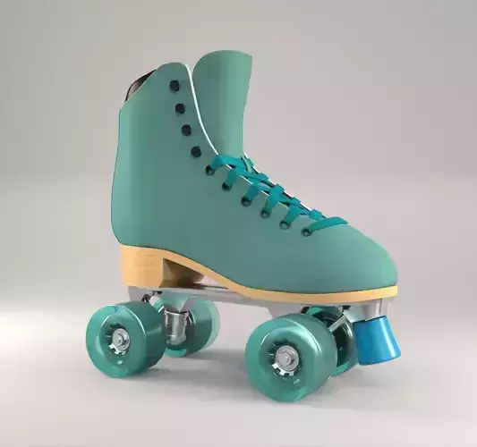 Shoes teal roller skate on wheels