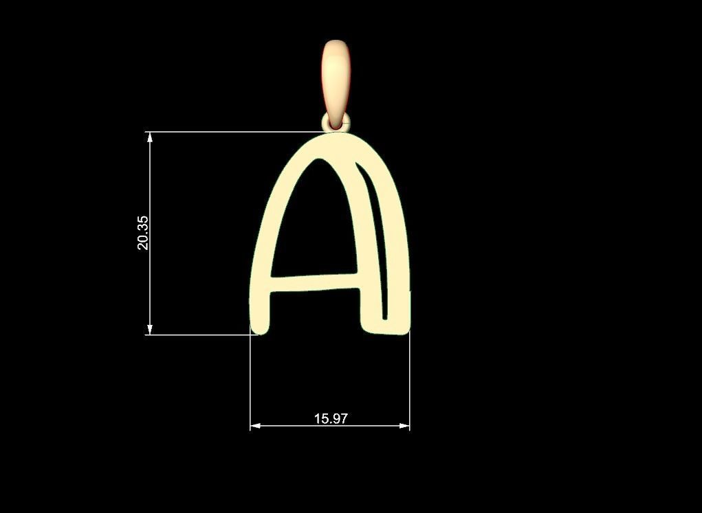 Initial Letters Pendant Baby Monkey A 3D print model_4