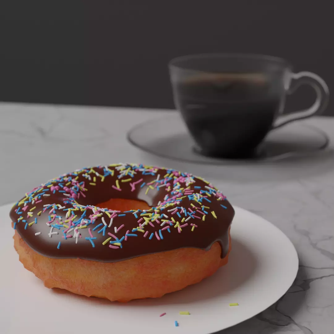 donut and coffee 3D model_0