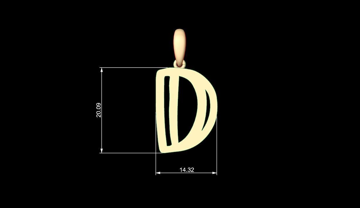 Initial Letters Pendant Baby Monkey D 3D print model_4