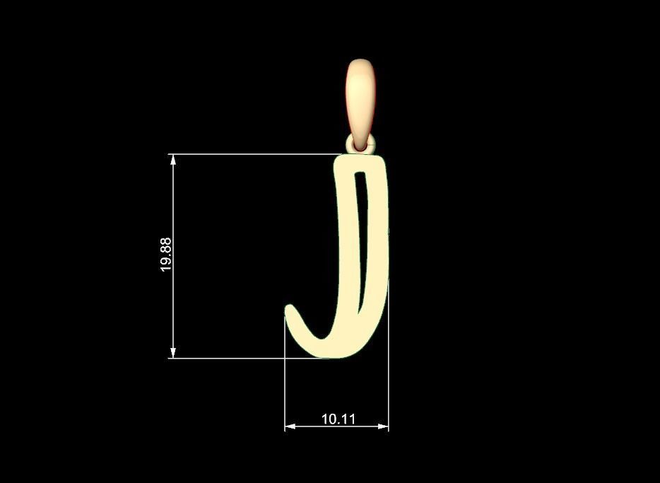 Initial Letters Pendant Baby Monkey J 3D print model_4