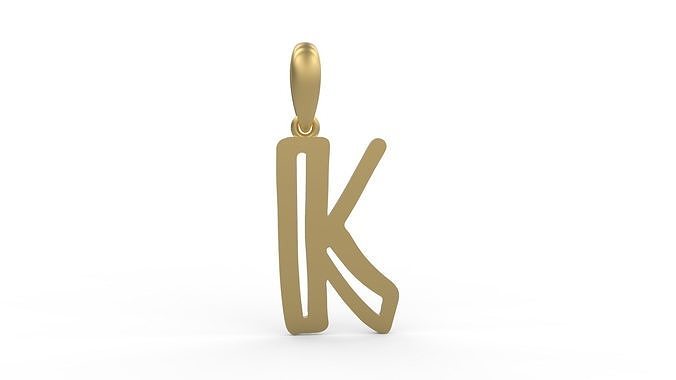 Initial Letters Pendant Baby Monkey K 3D print model