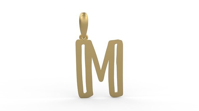 Initial Letters Pendant Baby Monkey M 3D print model