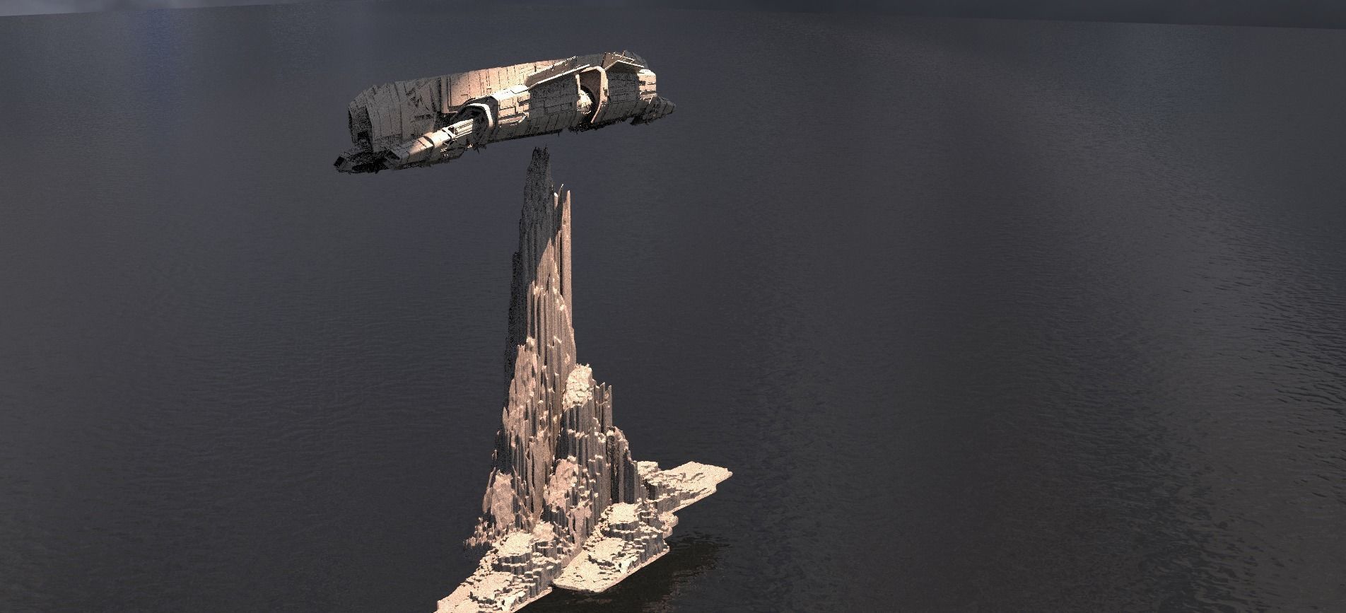 Tatooine Ship over cliffs  3D model_1