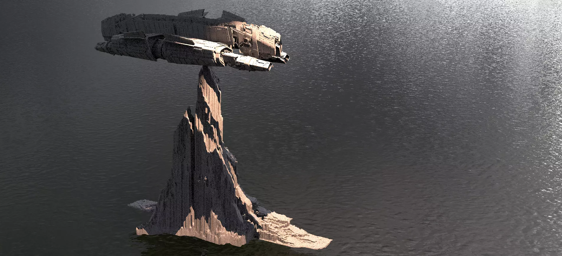 Tatooine Ship over cliffs  3D model_0