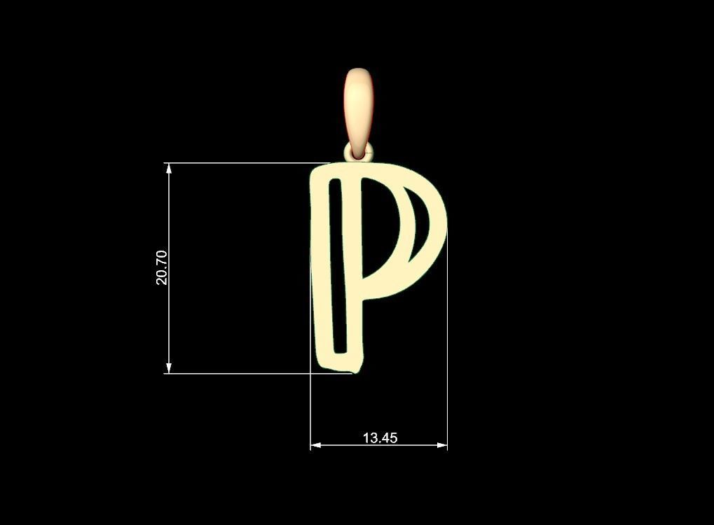 Initial Letters Pendant Baby Monkey P 3D print model_4