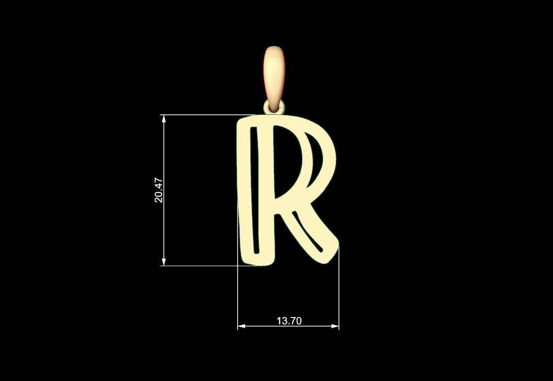 Initial Letters Pendant Baby Monkey R 3D print model_4