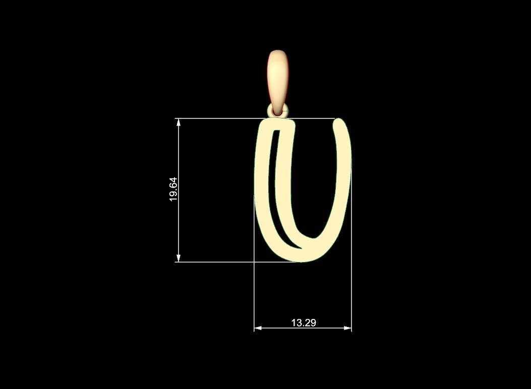 Initial Letters Pendant Baby Monkey U 3D print model_4