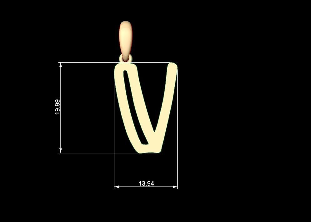 Initial Letters Pendant Baby Monkey V 3D print model_4