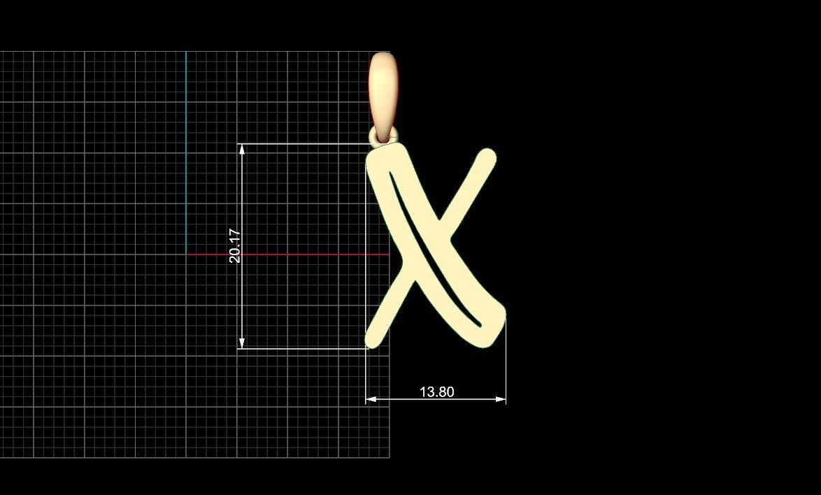 Initial Letters Pendant Baby Monkey X 3D print model_4