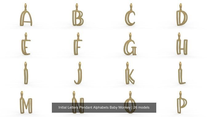 Initial Letters Pendant Alphabets Baby Monkey 3D Model Collection