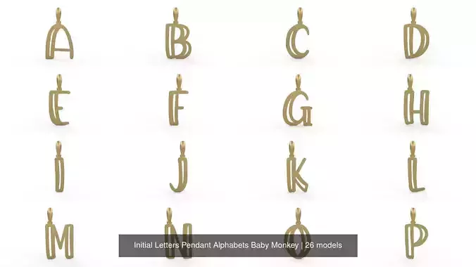 Initial Letters Pendant Alphabets Baby Monkey