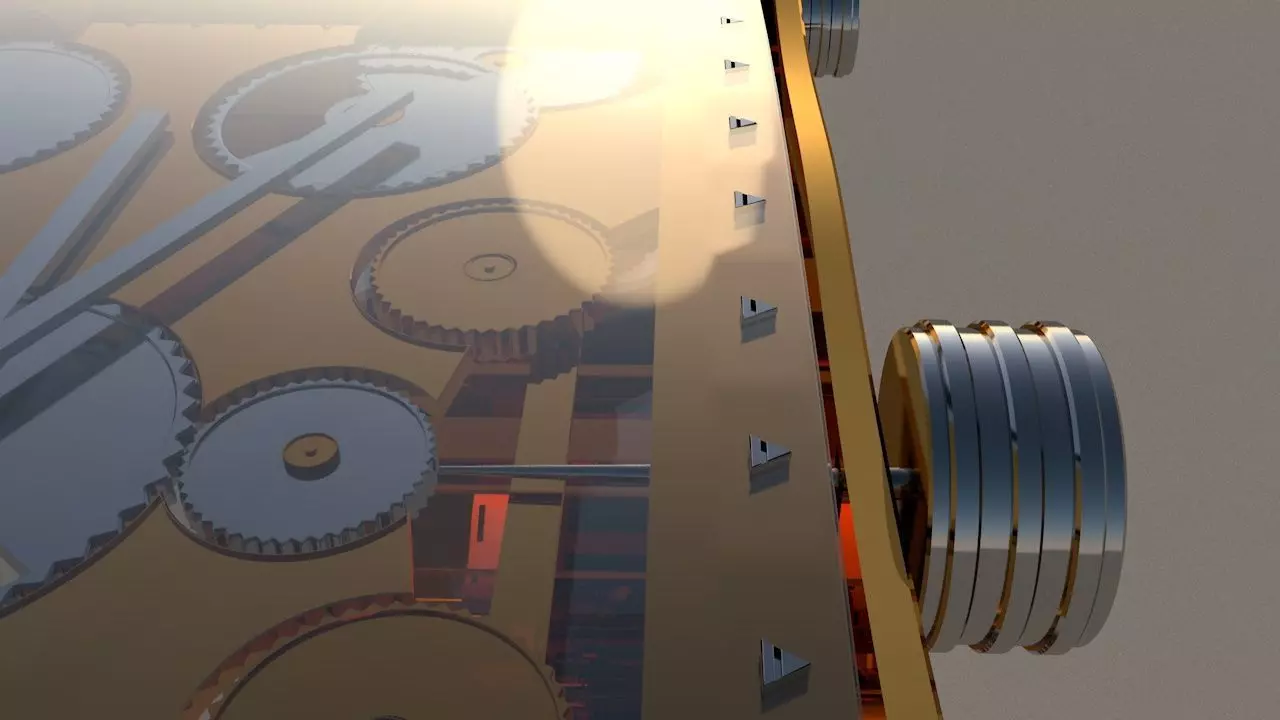 Gold Silver Glass mechanical watch Low-poly 3D model